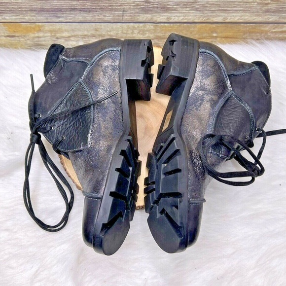 Everybody by BZ Moda Black Patchwork Leather Lace Up Sz 8.5 38.5 Ankle Boots - Picture 8 of 12